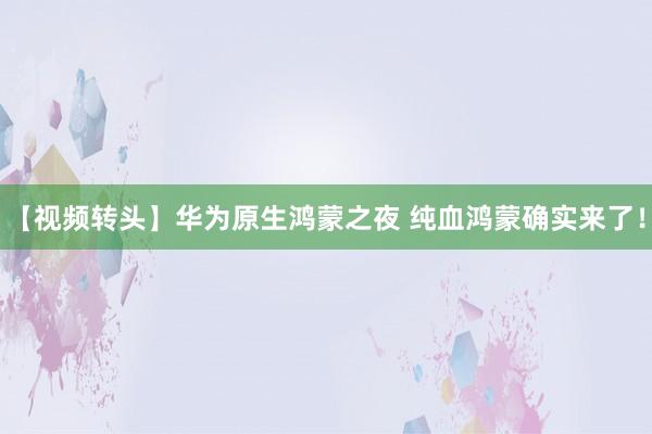 【视频转头】华为原生鸿蒙之夜 纯血鸿蒙确实来了！